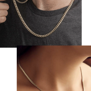 cadena tejido cubano en oro laminado